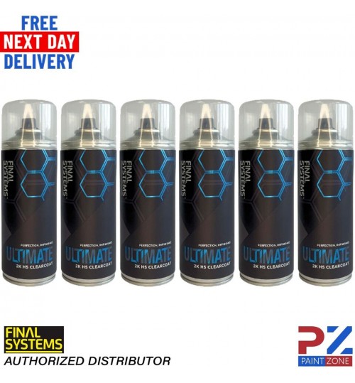 6 x FINAL SYSTEMS ULTIMATE 2K HS CLEARCOAT AEROSOL - 400ml